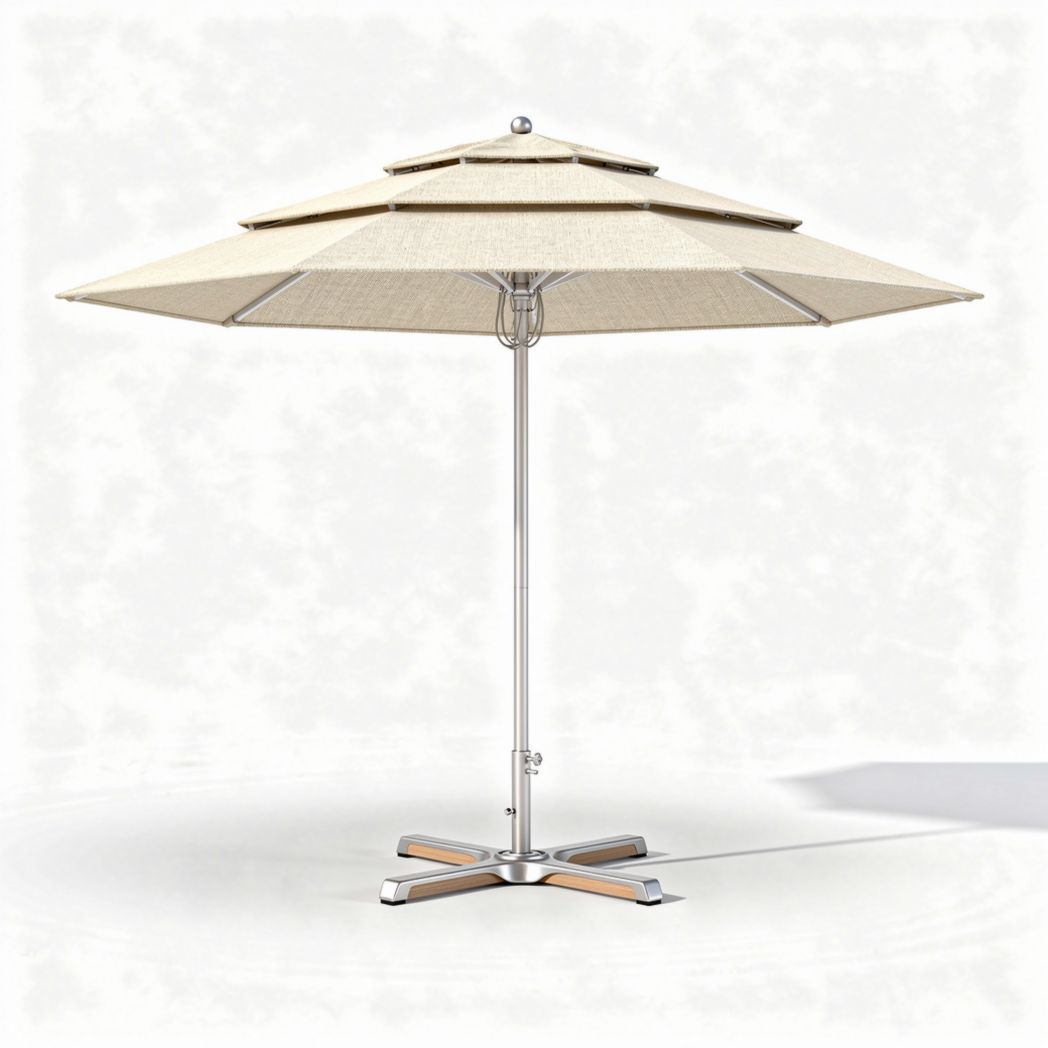 Sonnenschirm mit Aluminiumgestell aus beigem Polyester 200 x 200 x 250cm