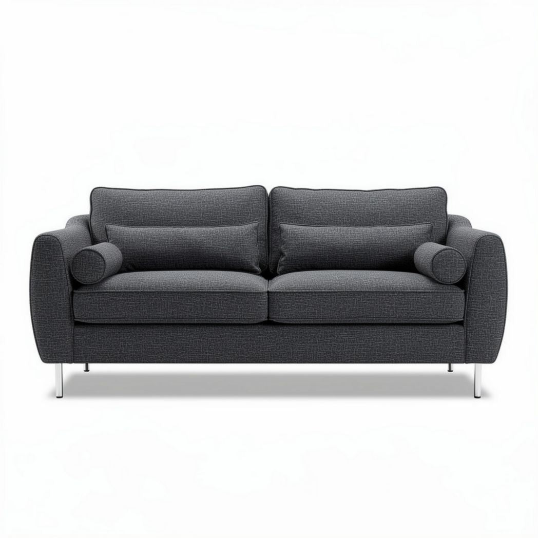Sofa grau 180 x 90 x 80 cm mit stabilen Metallbeinen und Kissen