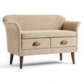 Sofa mit zwei Schubladen aus melierten Stoff in beige 120 x 70 x 75cm