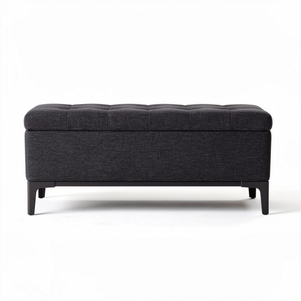 Sitzbank aus schwarzem stoff mit stauraum 90 x 40 x 40cm
