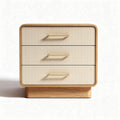 Kommode aus holz mit drei schubladen in creme und natur in 60 x 40 x 45cm