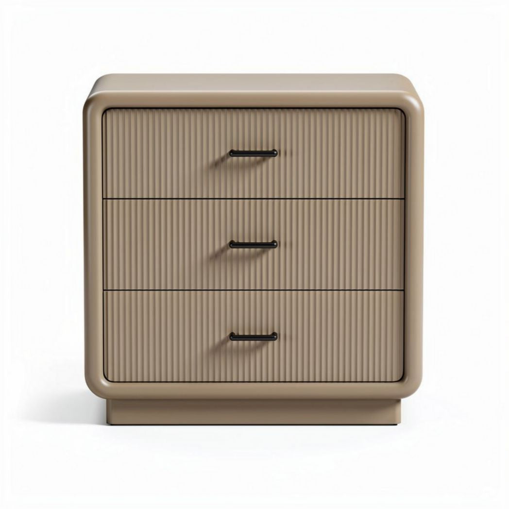 Nachttisch mit drei schubladen aus kunststoff in beige 45 x 40 x 40cm