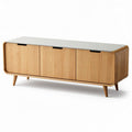 Sideboard aus Holz in natur mit weißer Tischplatte 150 x 40 x 50cm