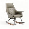 Moderner schaukelstuhl aus kunstleder in grau mit holz- und metallgestell 80 x 75 x 90cm