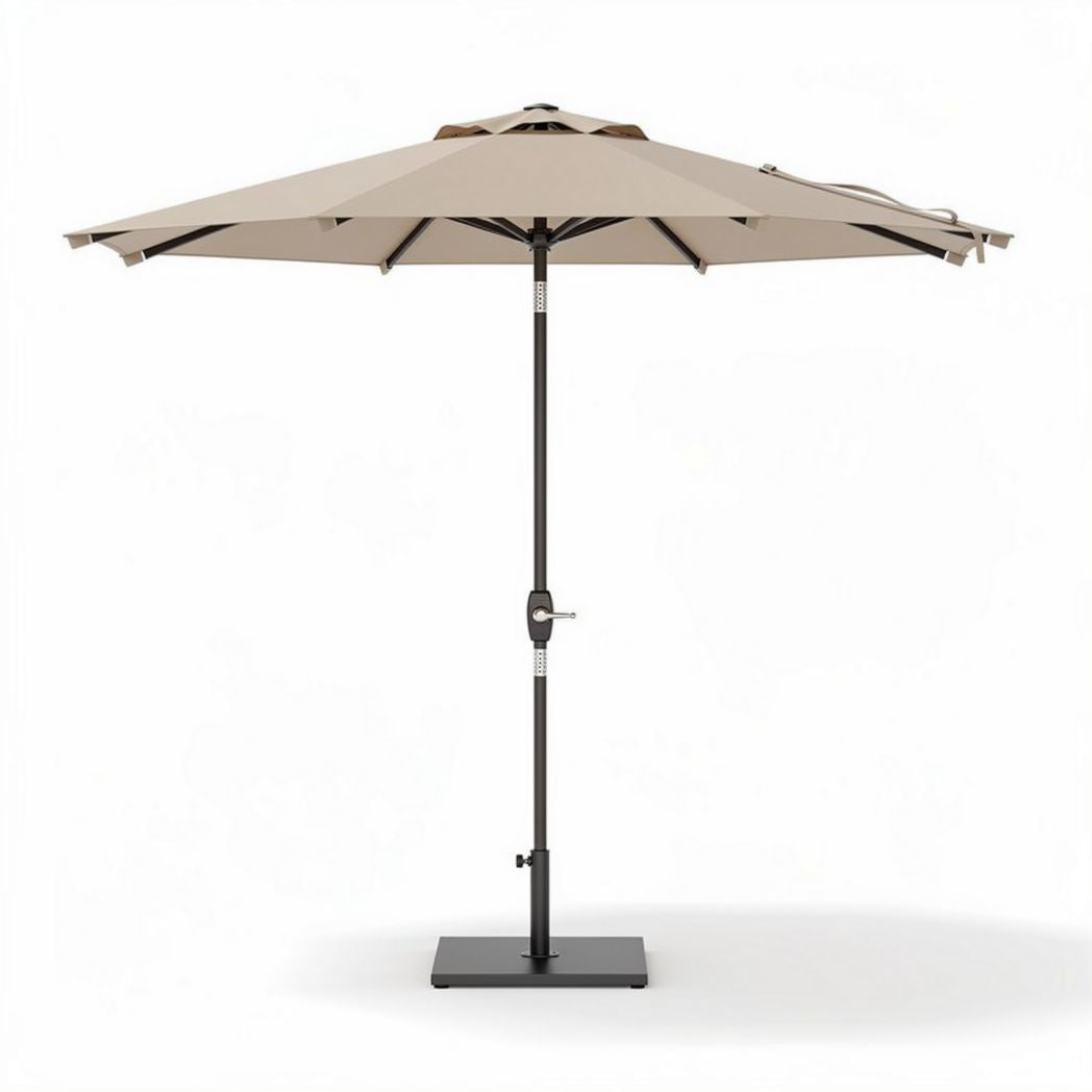 Marktschirm 250 x 250 cm mit stabiler Stahlbasis in beige für Garten und Terrasse